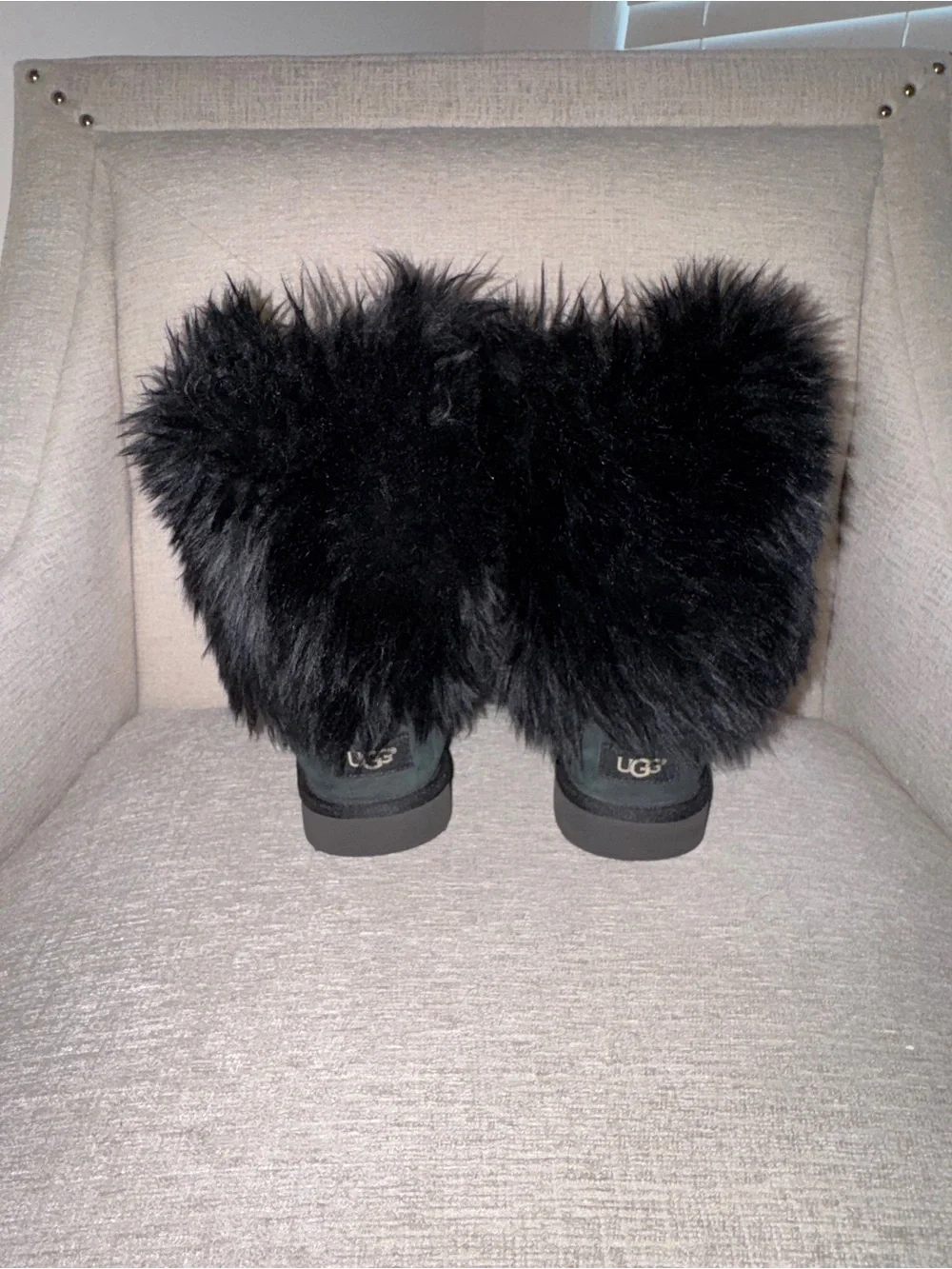 UGG Black Faux Fur Winter Boots
